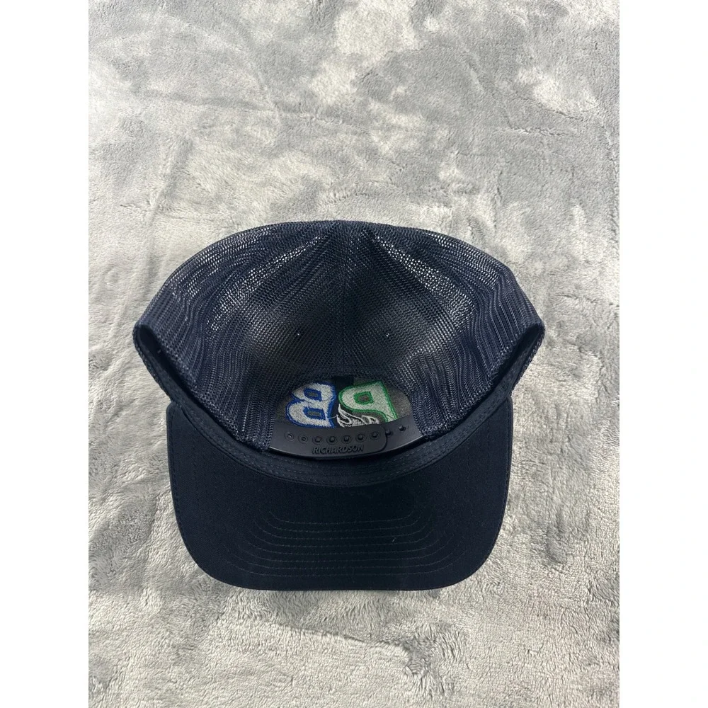Richardson 112 Trucker Hat Navy Blue Pye-Barker Embroidered Logo Snapback Cap